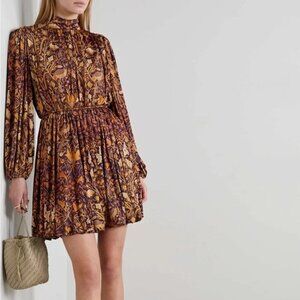Ulla Johnson Wilhemina Gathered Printed Stretch-jersey Mini Dress. Sz: 0